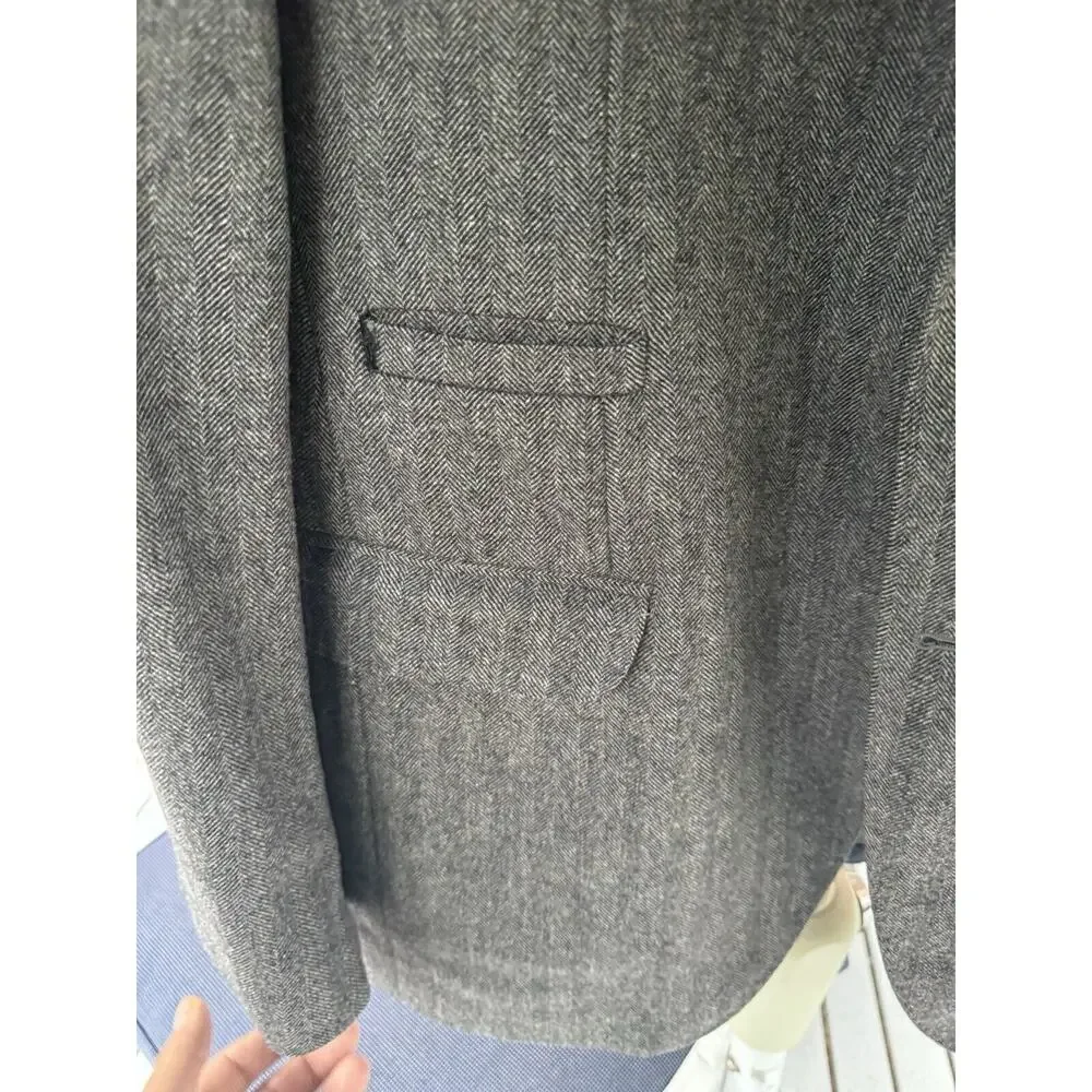 Brunello Cucinelli Gray Herringbone Flannel Tweed Sport Jacket Blazer Men 54/44R